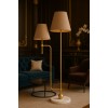 DuoLux Elegance Vizon İkili Başlıklı Modern Metal Mermer Tabanlı Lambader