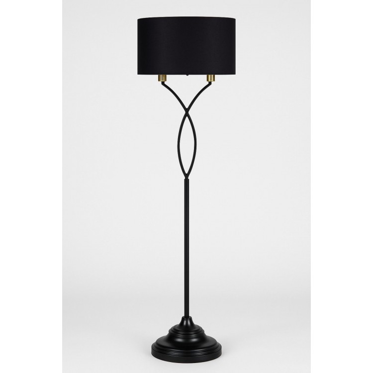 Luxoria Siyah Metal Gövdeli Modern Şapkalı Lambader - Mat Gold Detaylı