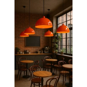 BoldLine Modern Sarkıt Avize – Parlak Turuncu Dome Tasarım, Mutfak Salon Kafe Aydınlatma