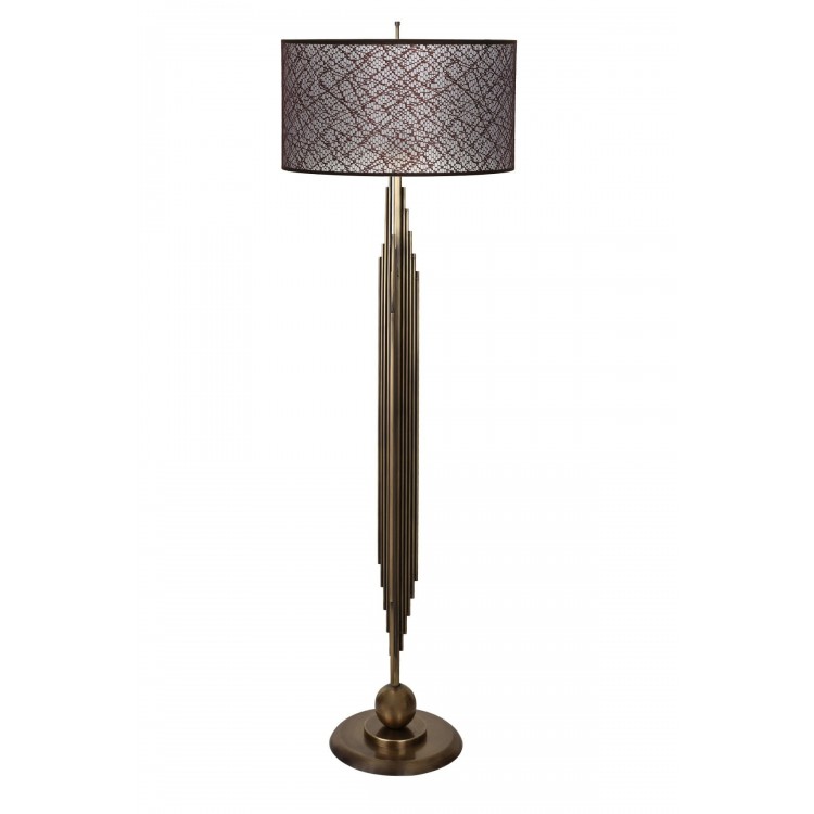 Marche Eskitme Mat Gold Kaplama Metal Lambader - Kahve Kırçıl